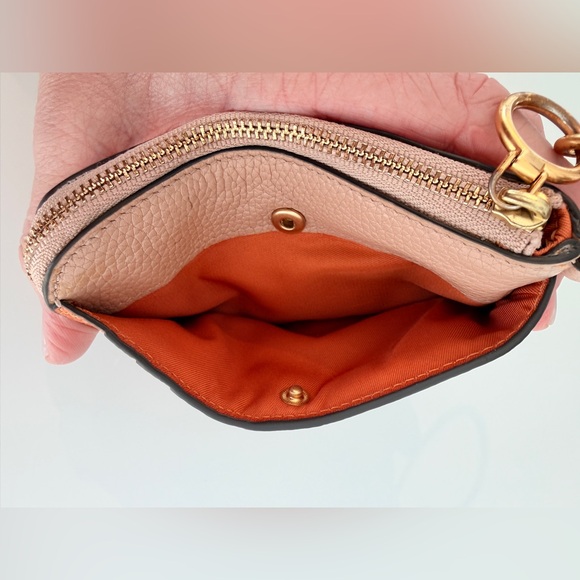 Tory Burch Perry Colorblock Leather Card Case in Devon Sand and Orange - Picture 4 of 6